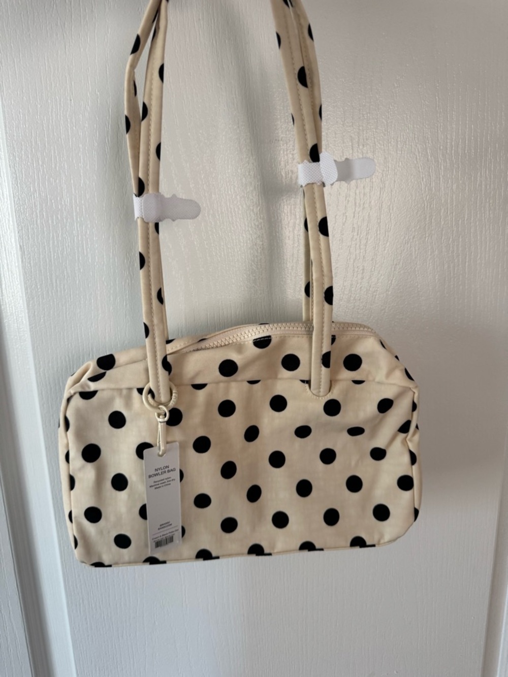 BAGGU NWT UO Exclusive Cream + Black Polka Dot Nylon Regular Bowler Bag